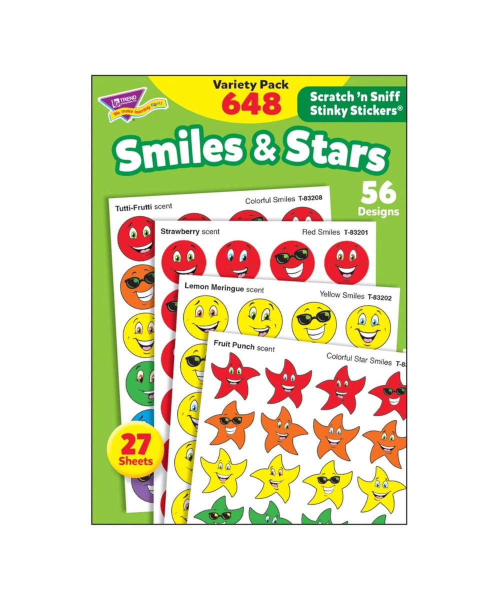 Smiles & Stars - Scratch 'n Sniff Stickers (648 stickers, 56 designs)