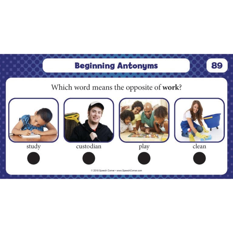 Spot On! Beginning Synonyms & Antonyms - Speech Corner