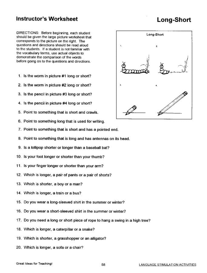 Language Stimulation Worksheet Language Stimulation Activities - Speech Corner