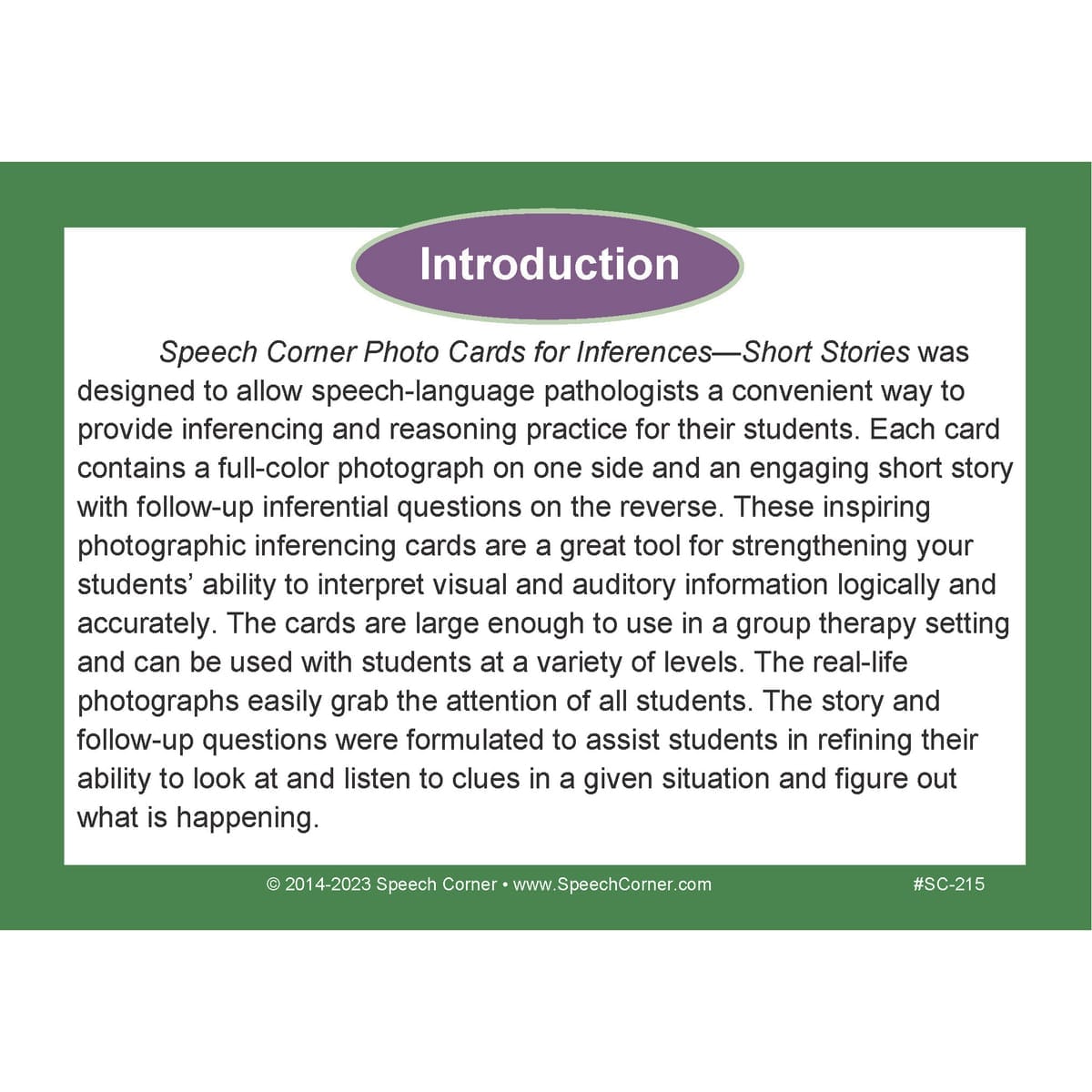 Inferences for Short Stories - Speech Corner Photo Cards - Image 2