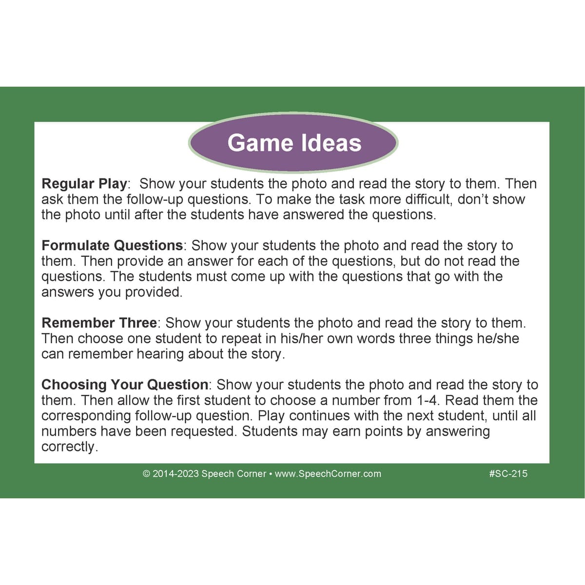 Inferences for Short Stories - Speech Corner Photo Cards - Image 3