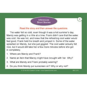 Inferences for Short Stories - Speech Corner Photo Cards - Speech Corner
