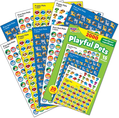 Playful Pets - Mini Stickers For Dot Books or Incentive Charts (2,000)-4678