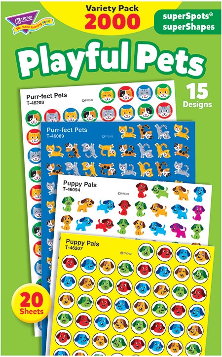 Playful Pets - Mini Stickers For Dot Books or Incentive Charts (2,000)-4677