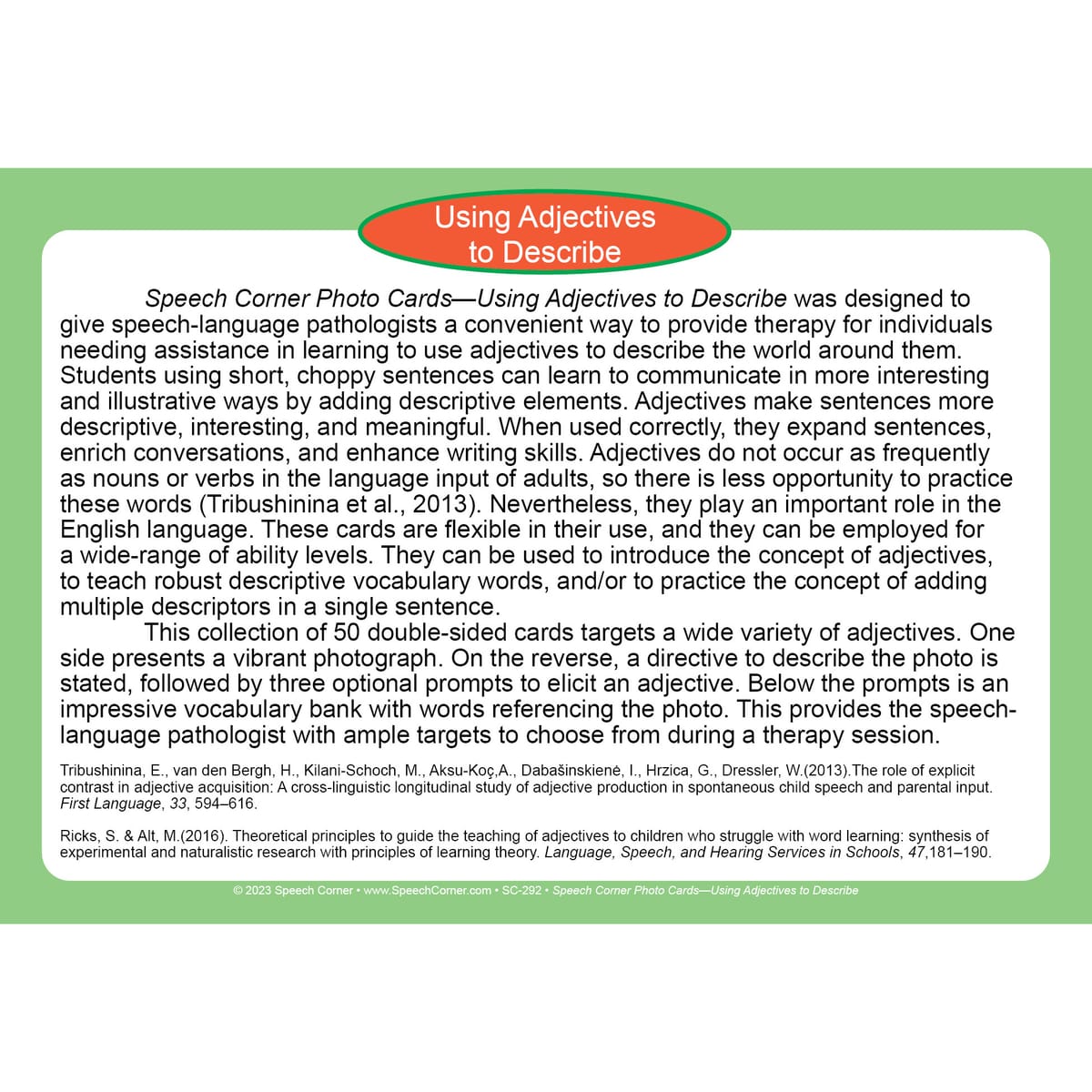 Using Adjectives to Describe - Speech Corner Photo Cards - Image 2