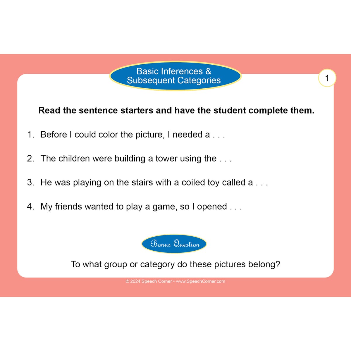 Speech Corner Photo Cards for Basic Inferences & Subsequent Categories - Image 3