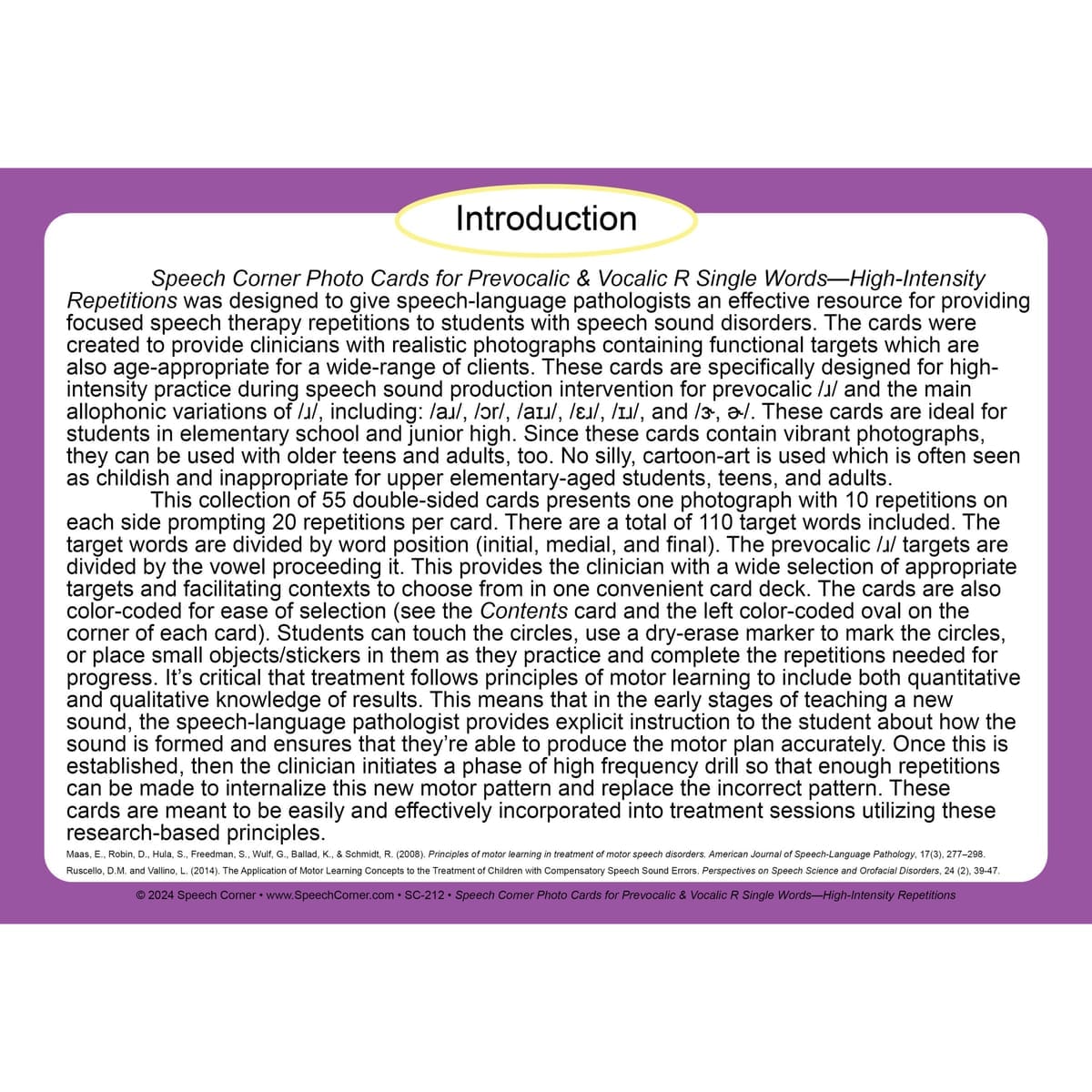 Speech Corner Photo Cards for Prevocalic and Vocalic R— Single Words (High-Intensity Repetitions) - Image 2