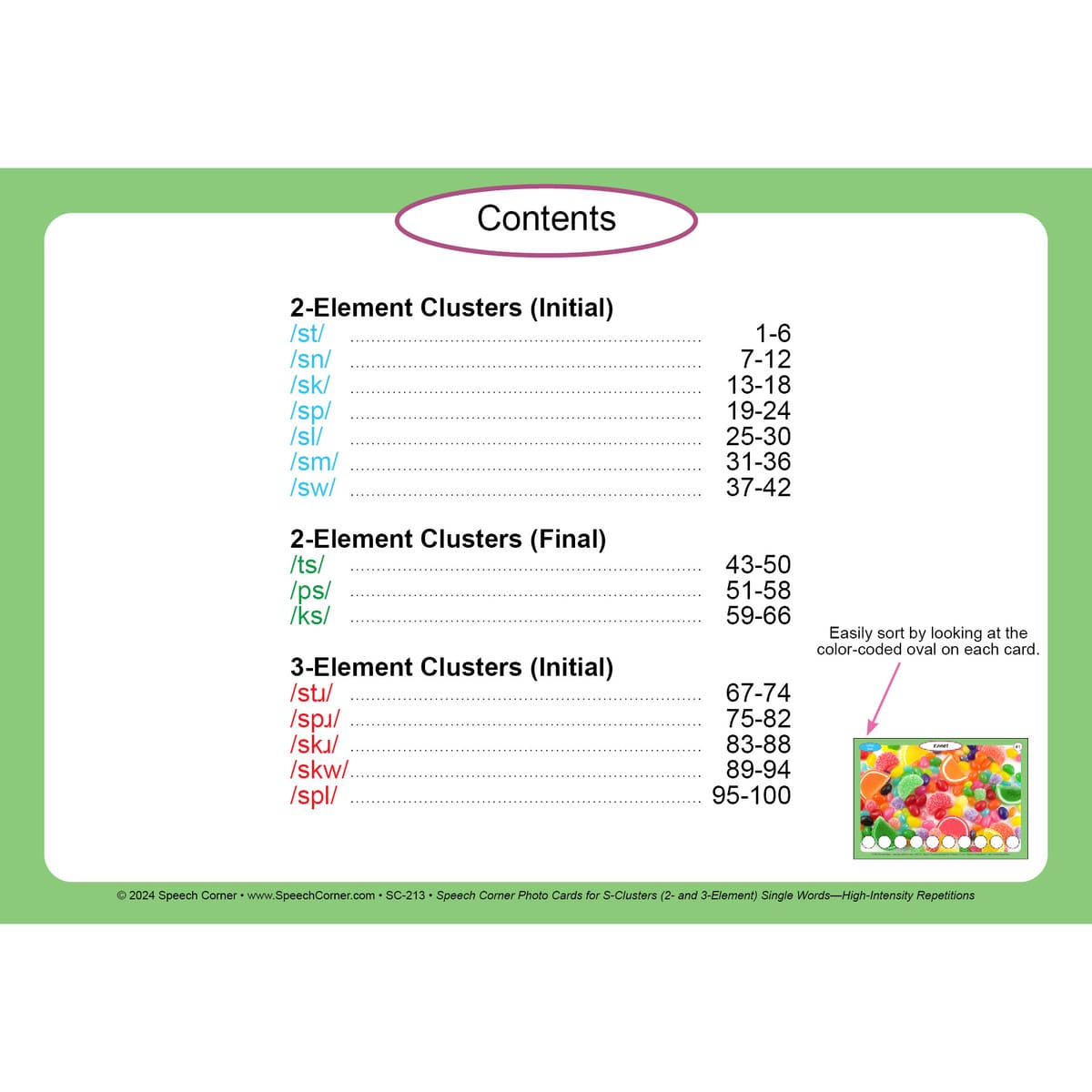 Speech Corner Photo Cards for S-Clusters 2- and 3-Element— Single Words (High-Intensity Repetitions) - Image 3