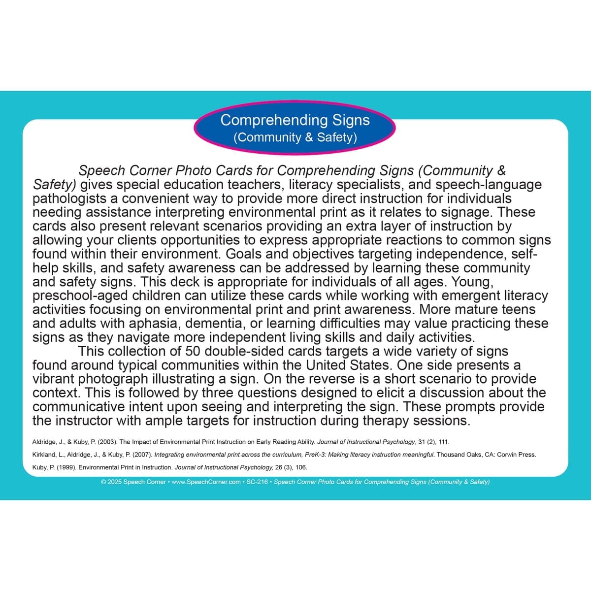 Speech Corner Photo Cards for Comprehending Signs (Community & Safety) - Image 2