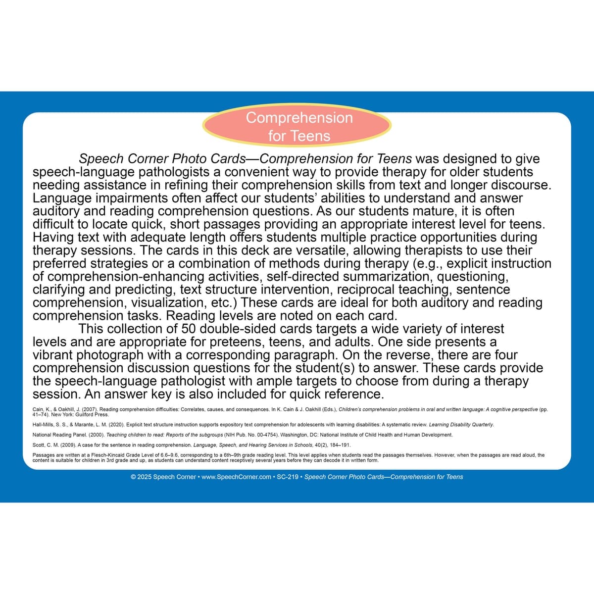 Speech Corner Photo Cards - Comprehension for Teens - Image 2