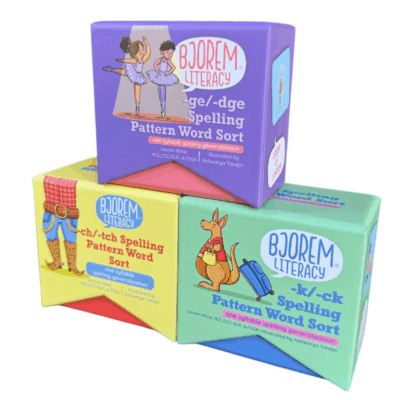 Bjorem Literacy 3 Spelling Sorts Bundle (-ge/dge, -k/-ck, -ch/tch)