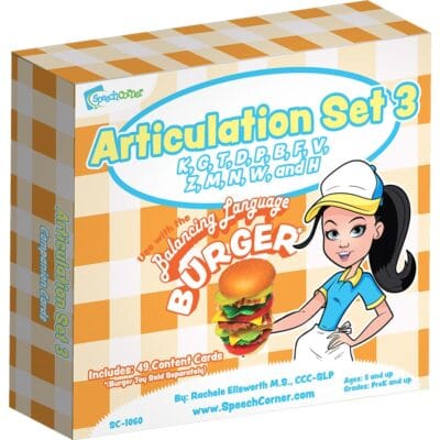 Balancing Burger Articulation Companion Cards Set #3: K,G,T,D,P,B,F,V,Z,M,N,W, and H
