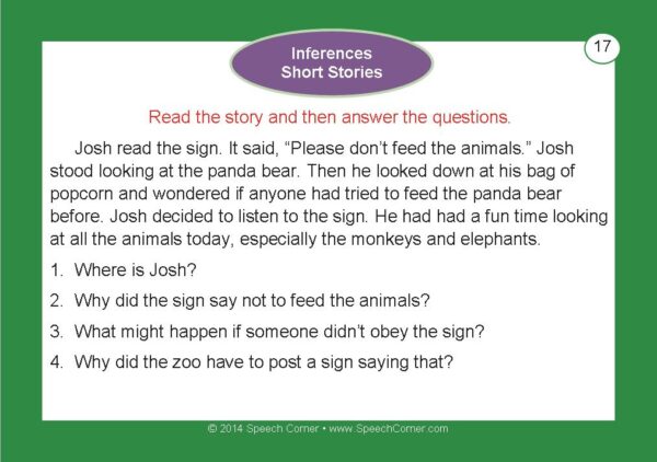 Speech Corner Photo Cards For Inferences--Short Stories-3104